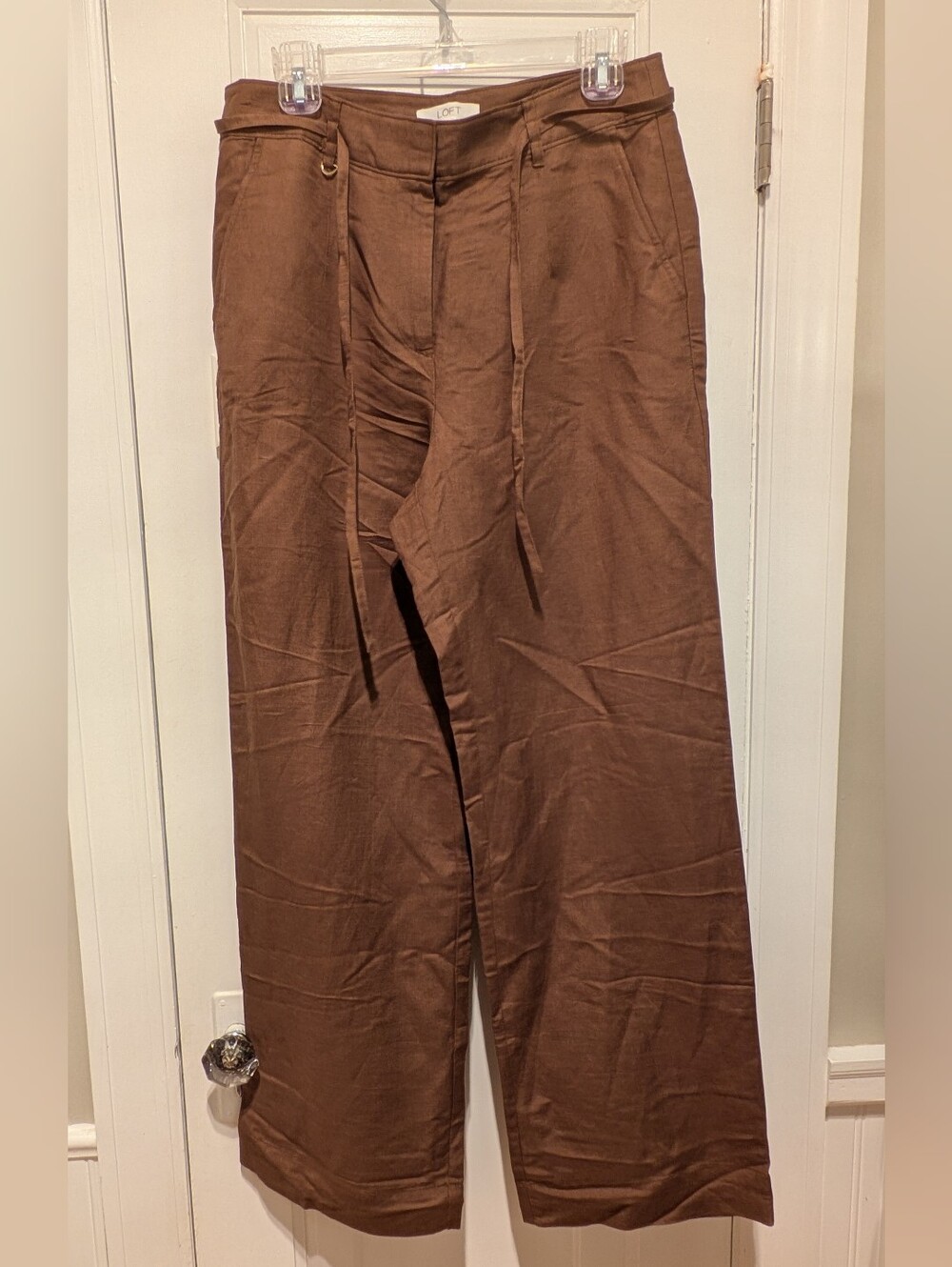 LOFT Women's Wide-Leg Pants in Brown Linen